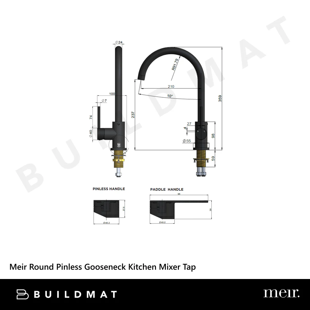 Meir Round Pinless Gooseneck Kitchen Mixer Tap Champagne - Image 4