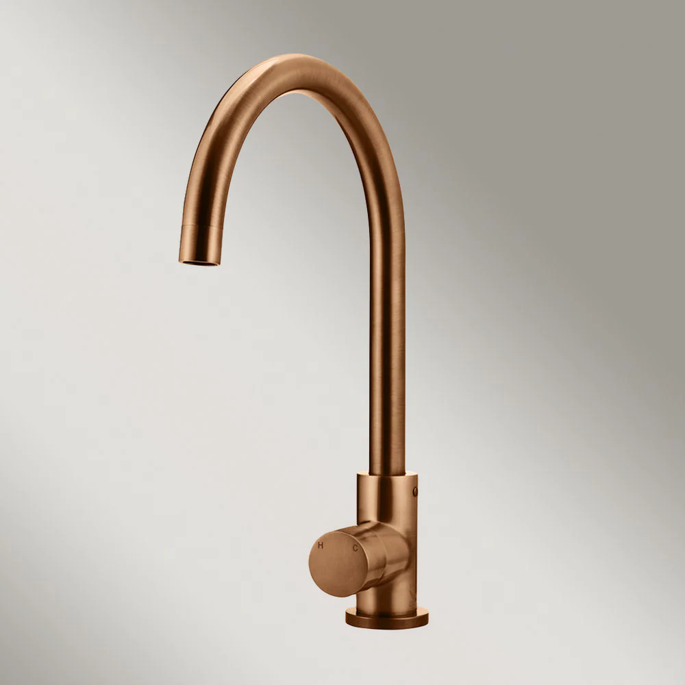 Meir Round Pinless Gooseneck Kitchen Mixer Tap Lustre Bronze - Image 2