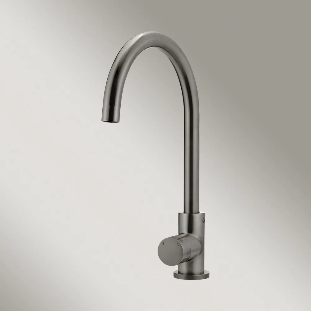 Meir Round Pinless Gooseneck Kitchen Mixer Tap Shadow Gunmetal - Image 2