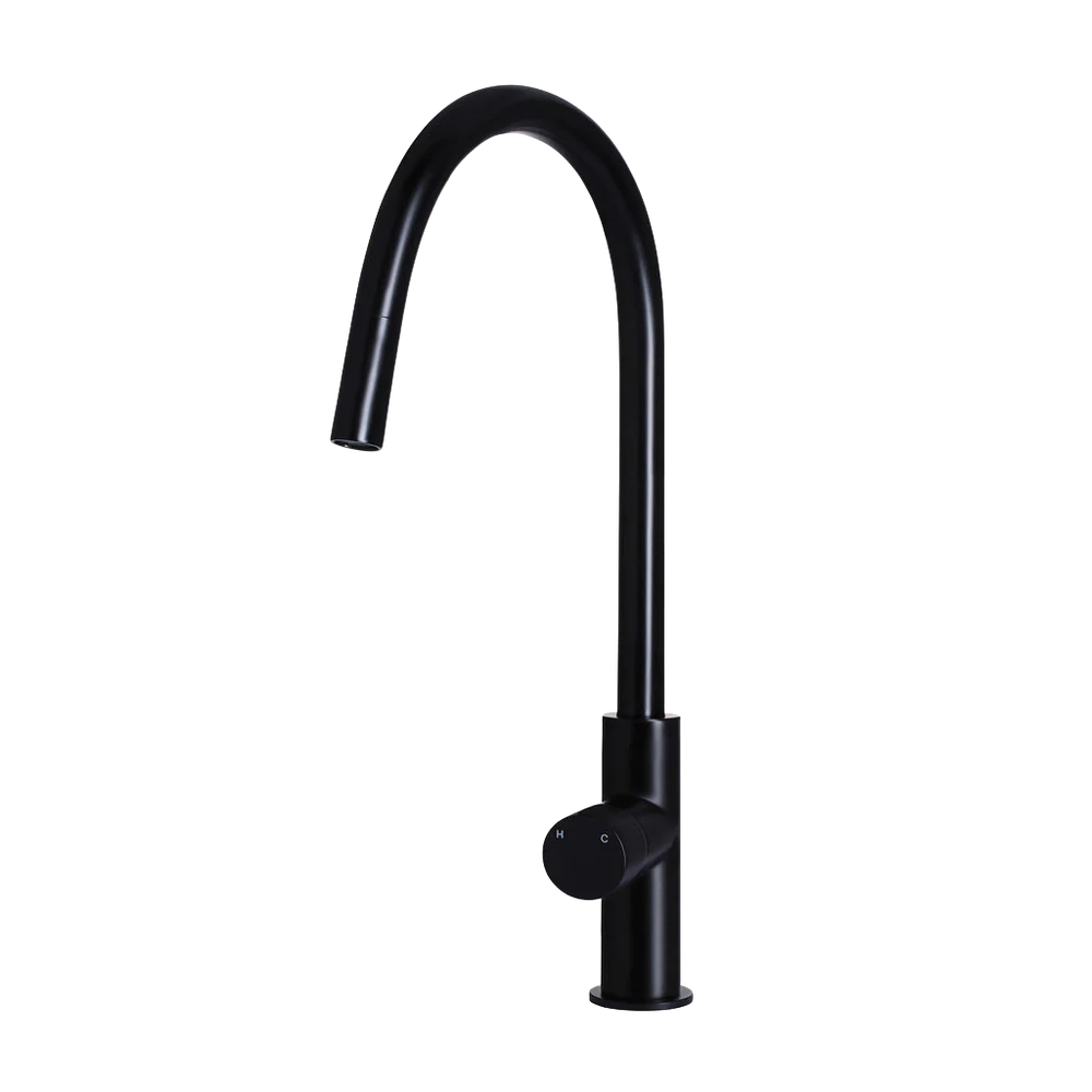 Meir Round Pinless Piccola Pull Out Kitchen Mixer Tap Matte Black - Image 3