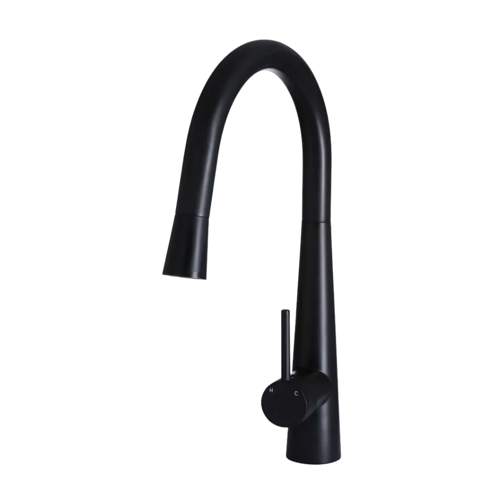 Meir Round Pull Out Kitchen Mixer Tap Matte Black - Image 3
