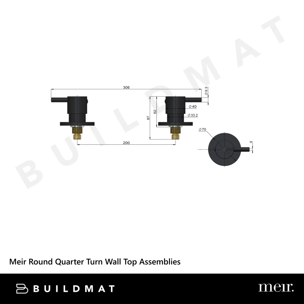 Meir Round Quarter Turn Wall Top Assemblies Matte Black - Image 4