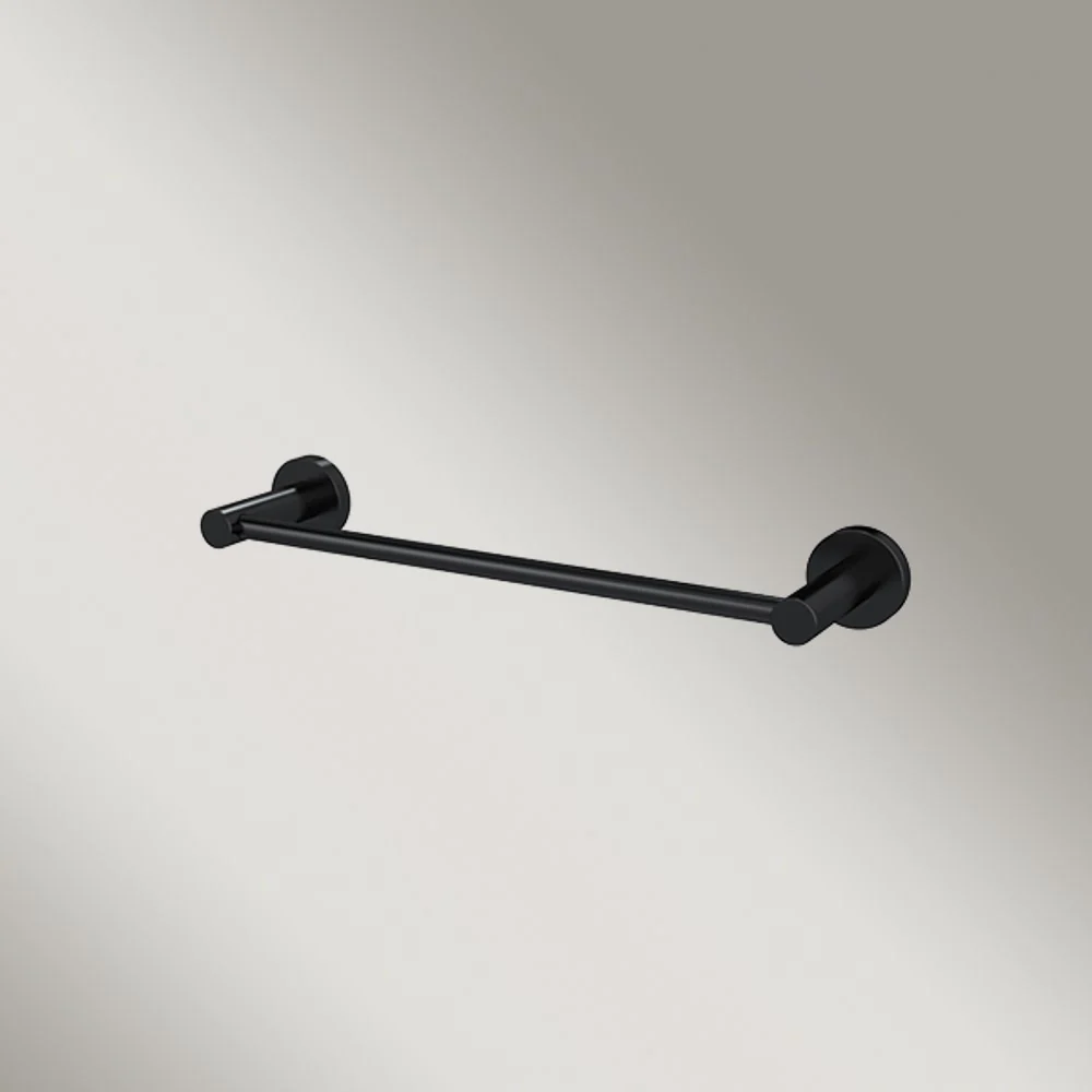 Meir Round Single Towel Rail 300mm Matte Black - Image 2