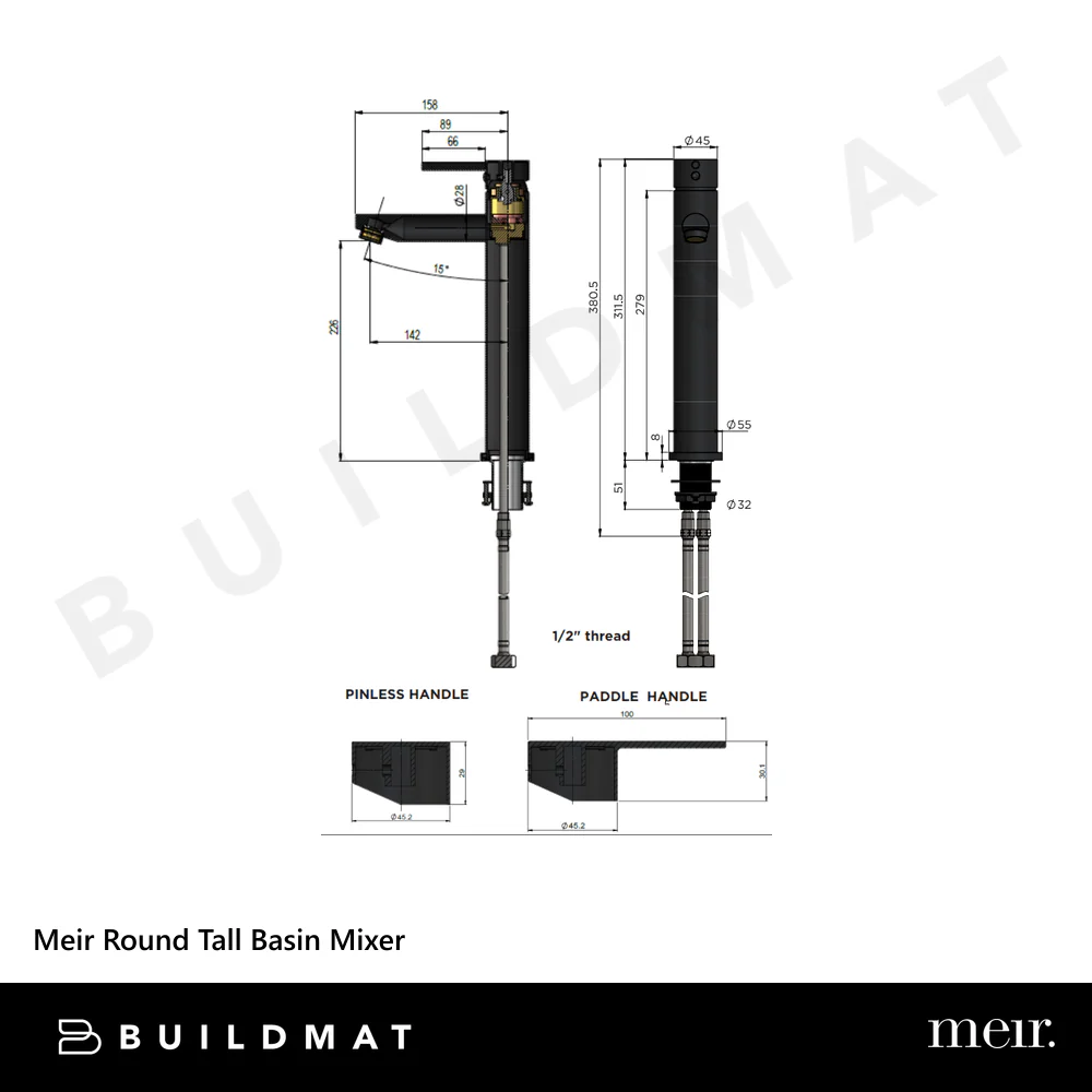 Meir Round Tall Basin Mixer Champagne - Image 4