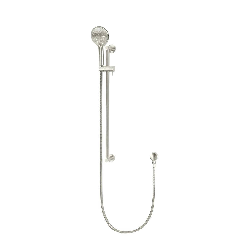 Meir Round Three Function Hand Shower On Rail Column Brushed Nickel