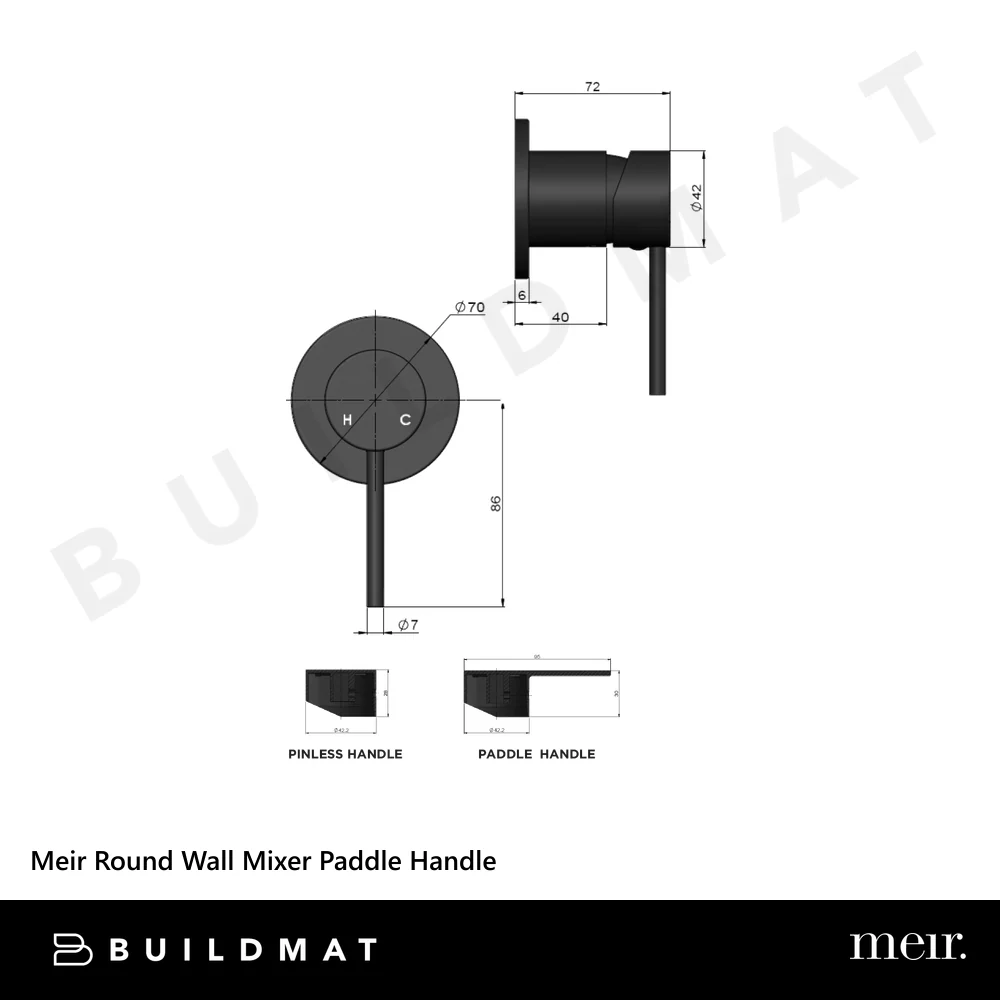 Meir Round Wall Mixer Paddle Handle (Complete Kit) Lustre Bronze - Image 4