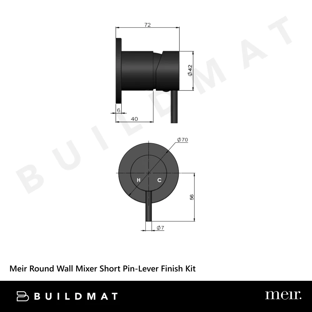 Meir Round Wall Mixer Short Pin-Lever (Trim Kit Only) Brushed Nickel - Image 4