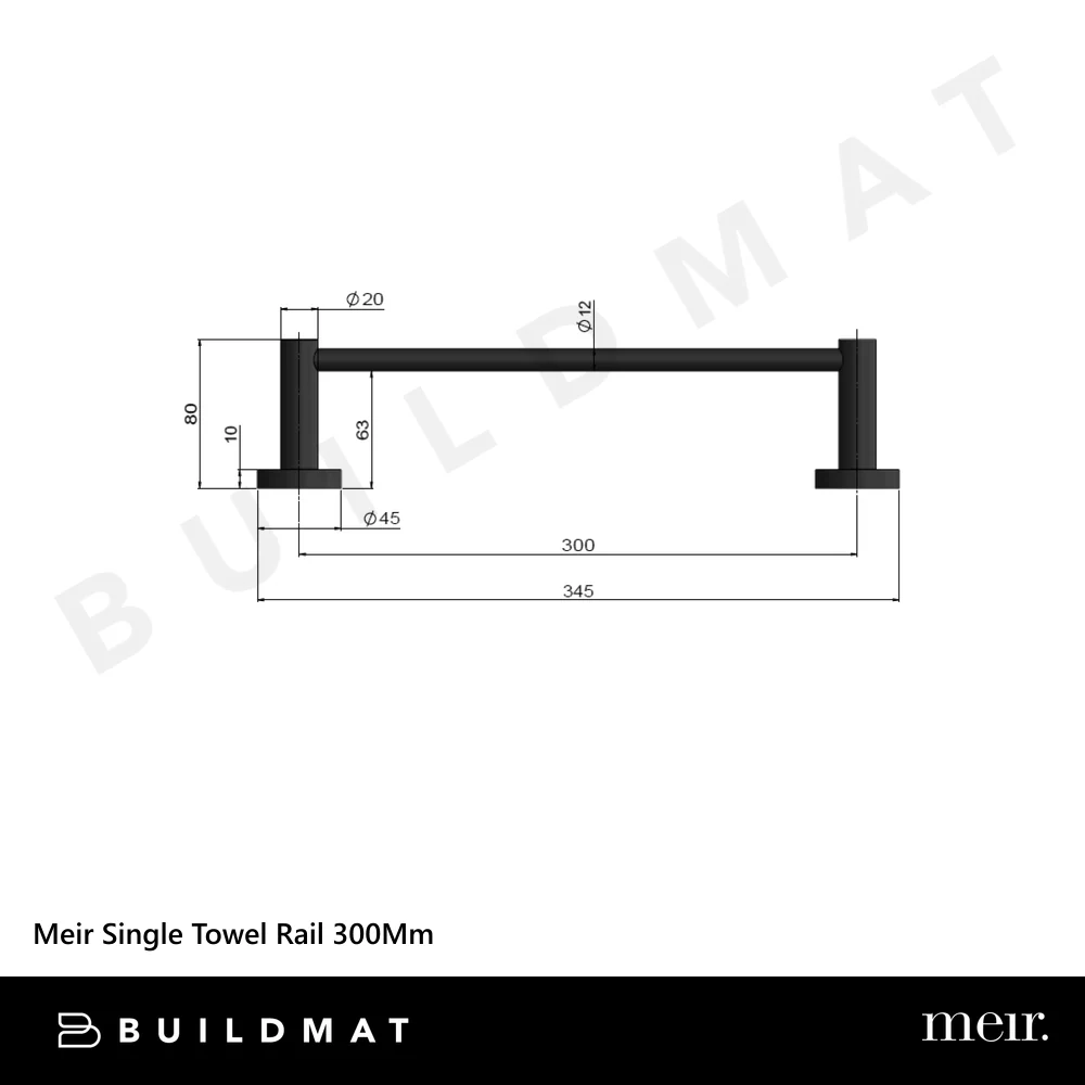 Meir Single Towel Rail 300mm Shadow Gunmetal - Image 4