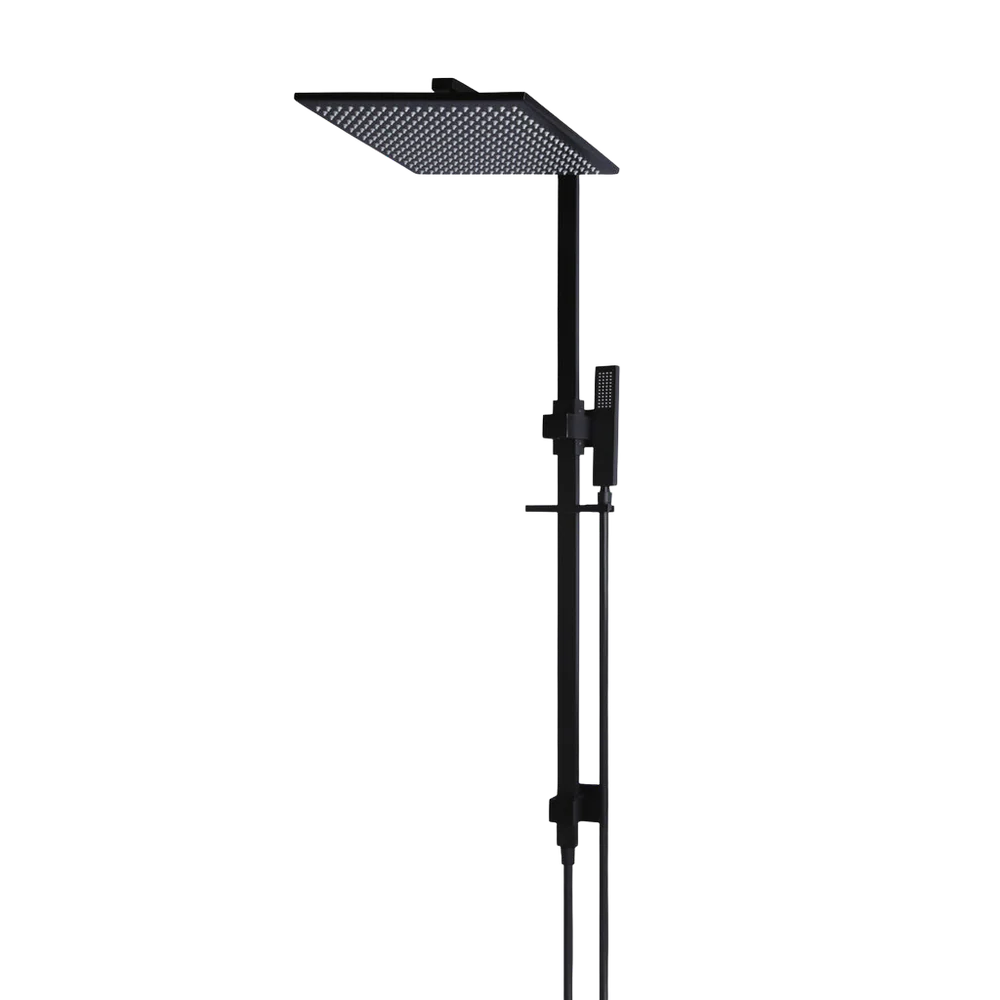 Meir Square Combination Shower Rail 300mm Rose Matte Black