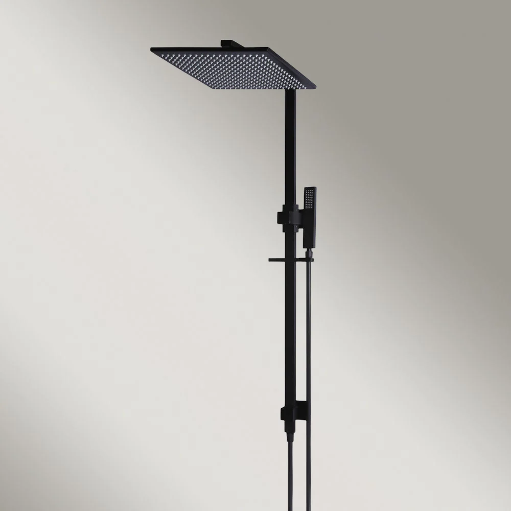 Meir Square Combination Shower Rail 300mm Rose Matte Black - Image 2