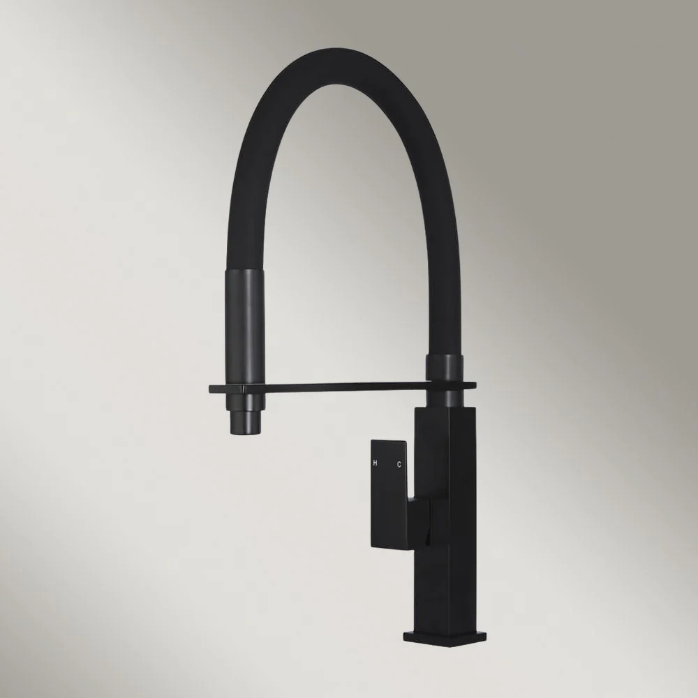 Meir Square Flexible Kitchen Mixer Tap Matte Black - Image 2