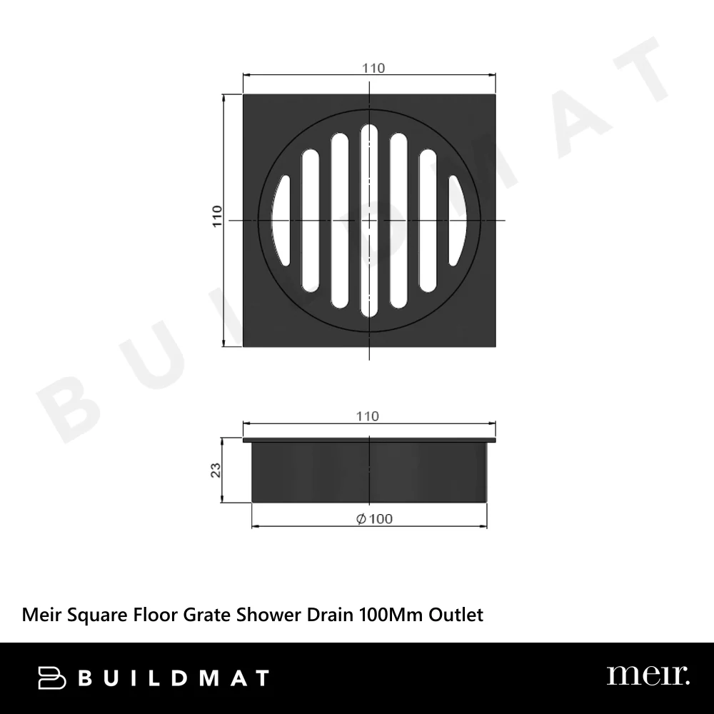 Meir Square Floor Grate Shower Drain 100mm Outlet Lustre Bronze - Image 4