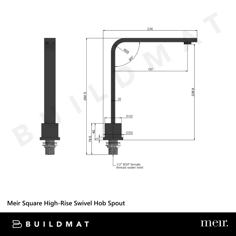 Meir Square High-Rise Swivel Hob Spout Matte Black - Image 4