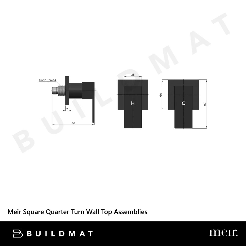 Meir Square Quarter Turn Wall Top Assemblies Matte Black - Image 4