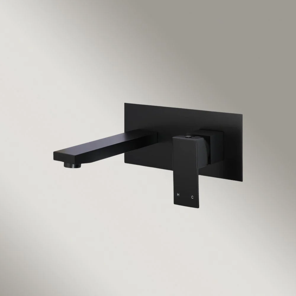 Meir Square Wall Combination Mixer And Spout Matte Black - Image 2