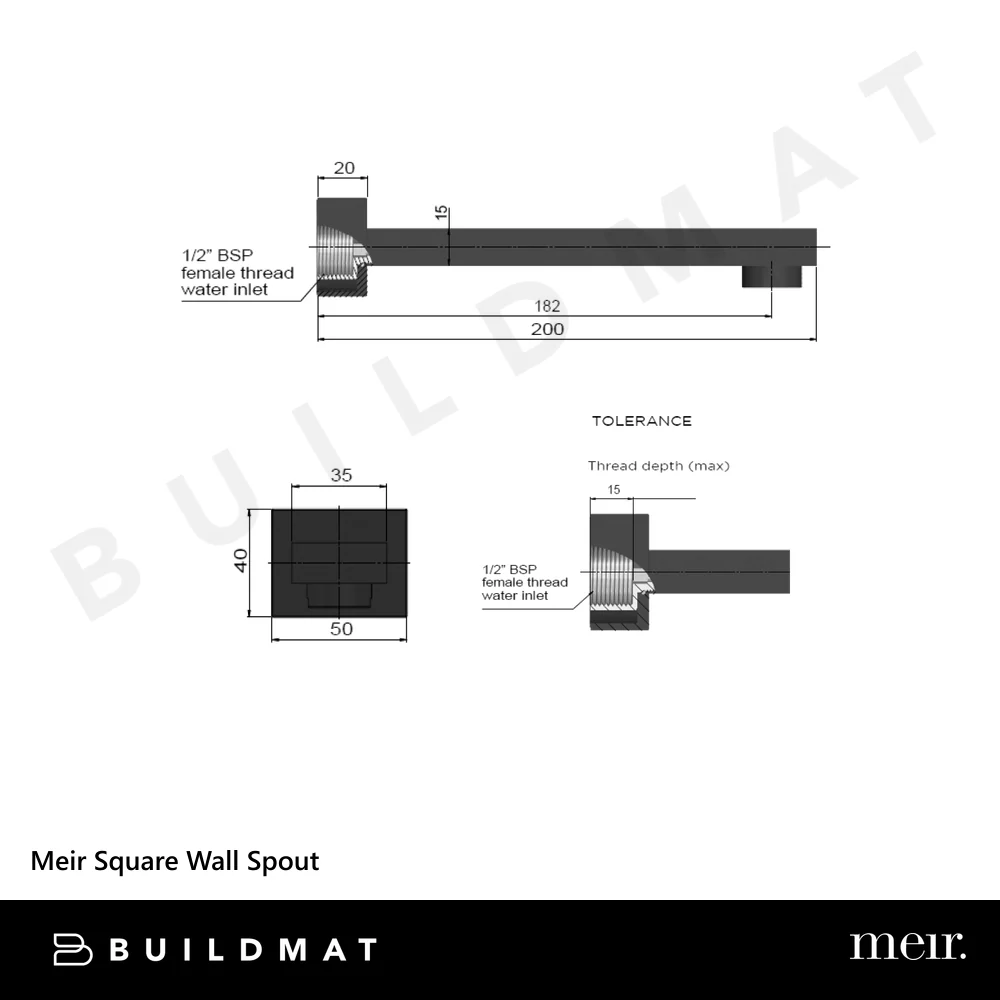 Meir Square Wall Spout Matte Black - Image 4