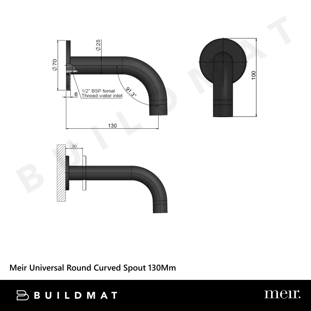 Meir Universal Round Curved Spout 130mm Shadow Gunmetal - Image 4