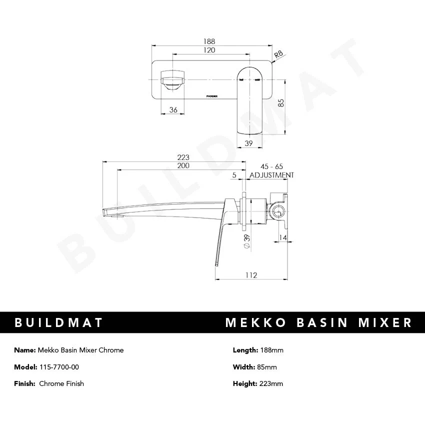 Phoenix Mekko Basin Mixer Chrome - Image 4