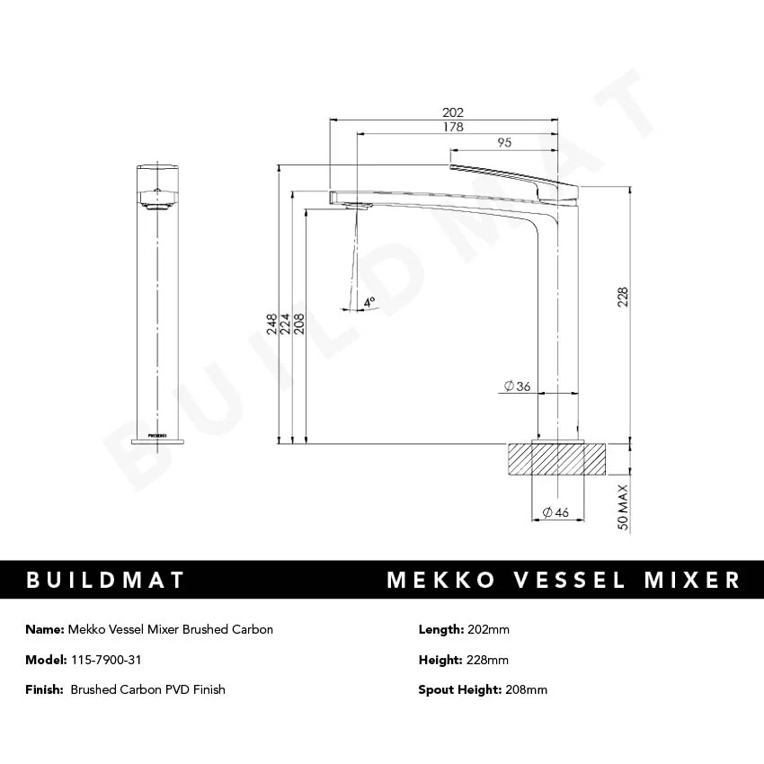 Phoenix Mekko Vessel Mixer Brushed Carbon - Image 4