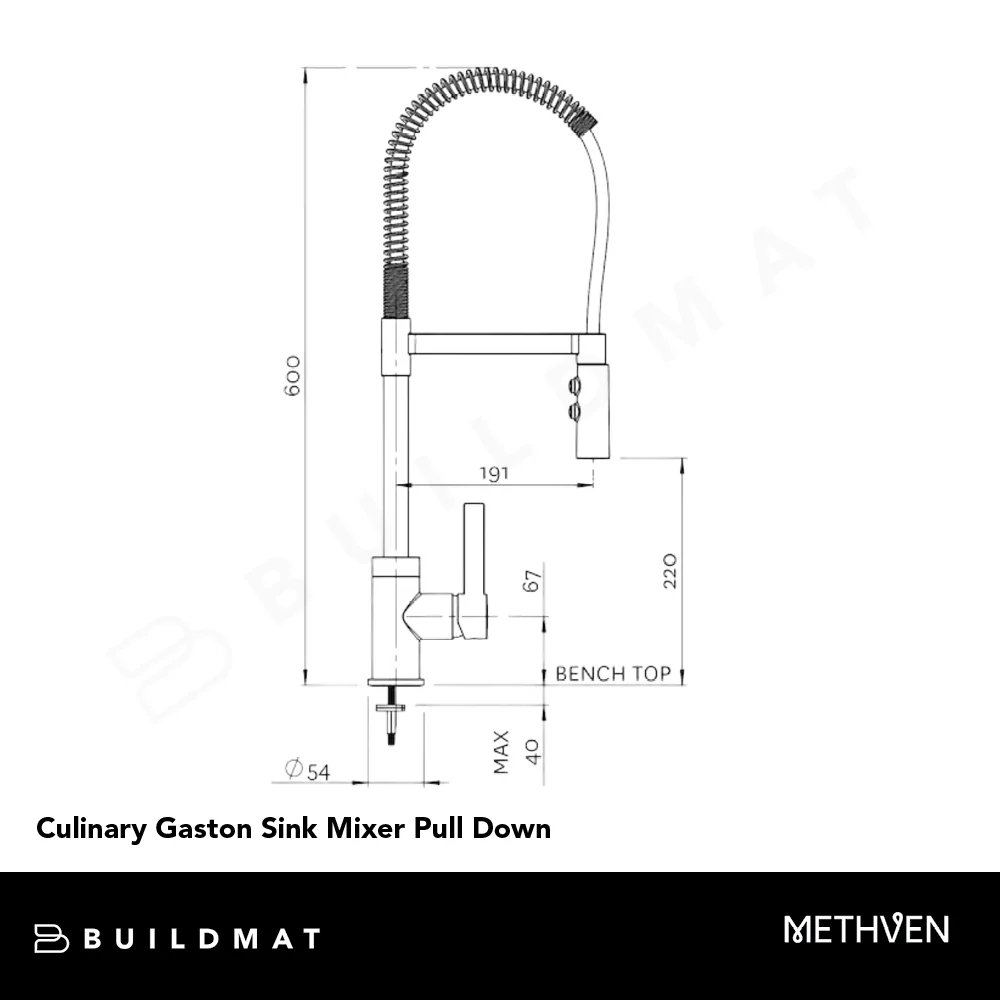 Methven Culinary Gaston Sink Mixer Pull Down Chrome and Black - Image 4