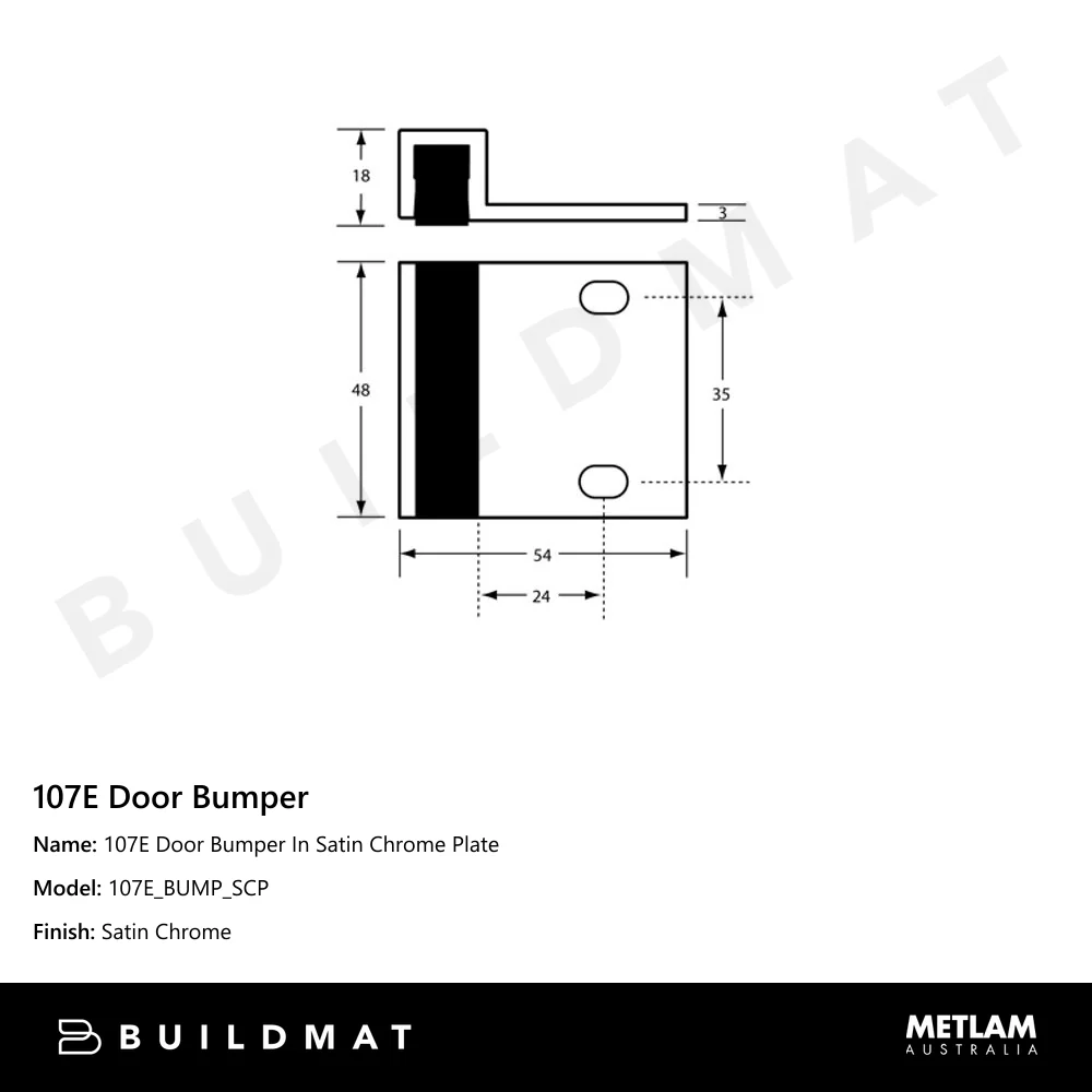 Metlam 107E Door Bumper In Satin Chrome Plate - Image 4