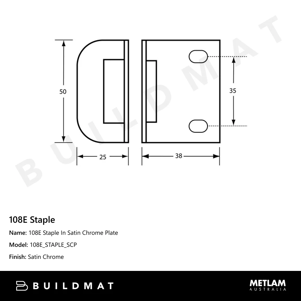 Metlam 108E Staple In Satin Chrome Plate - Image 4