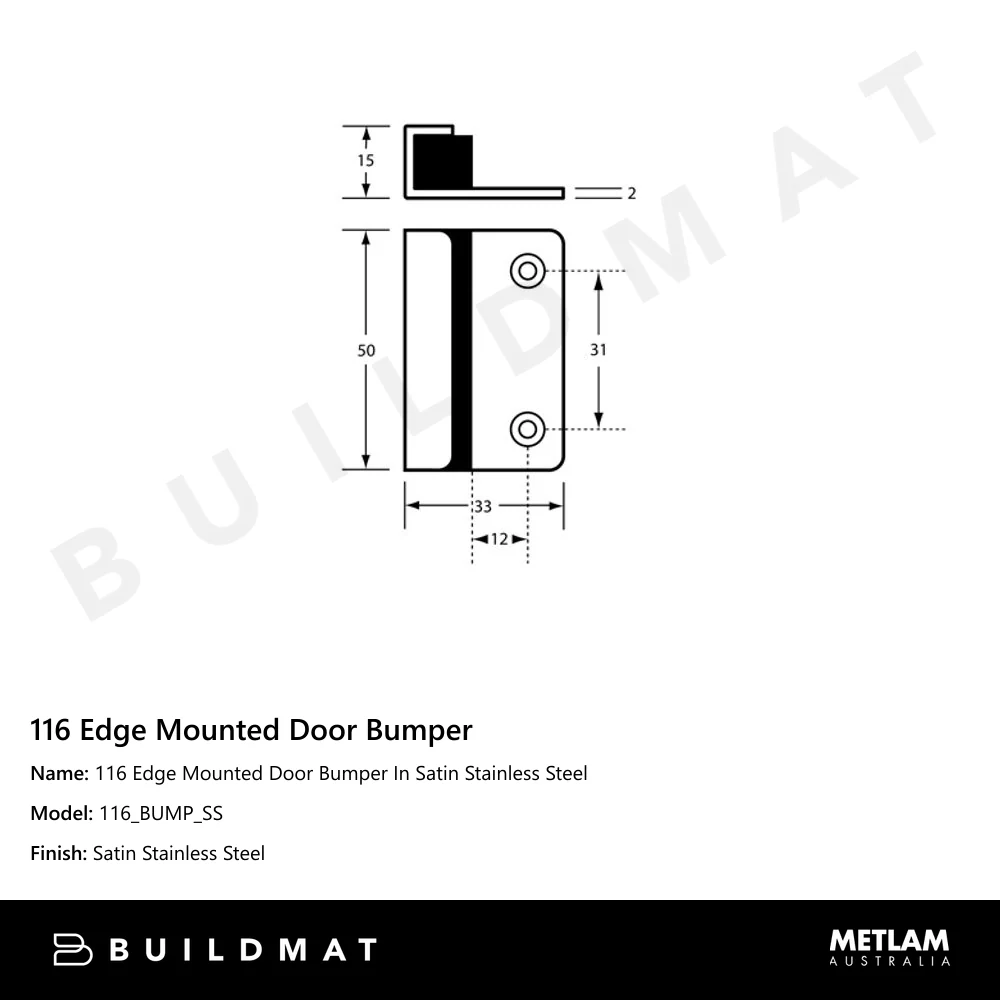 Metlam 116 Edge Mounted Door Bumper In Satin Stainless Steel - Image 4