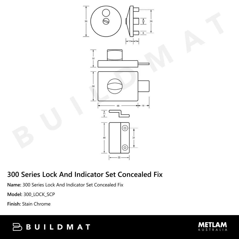 Metlam 300 Series Lock And Indicator Set Concealed Fix - Image 4
