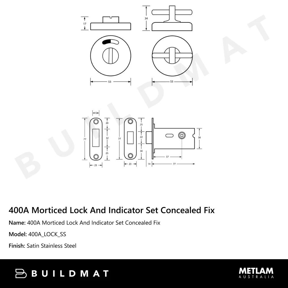 Metlam 400A Morticed Lock And Indicator Set Concealed Fix - Image 4