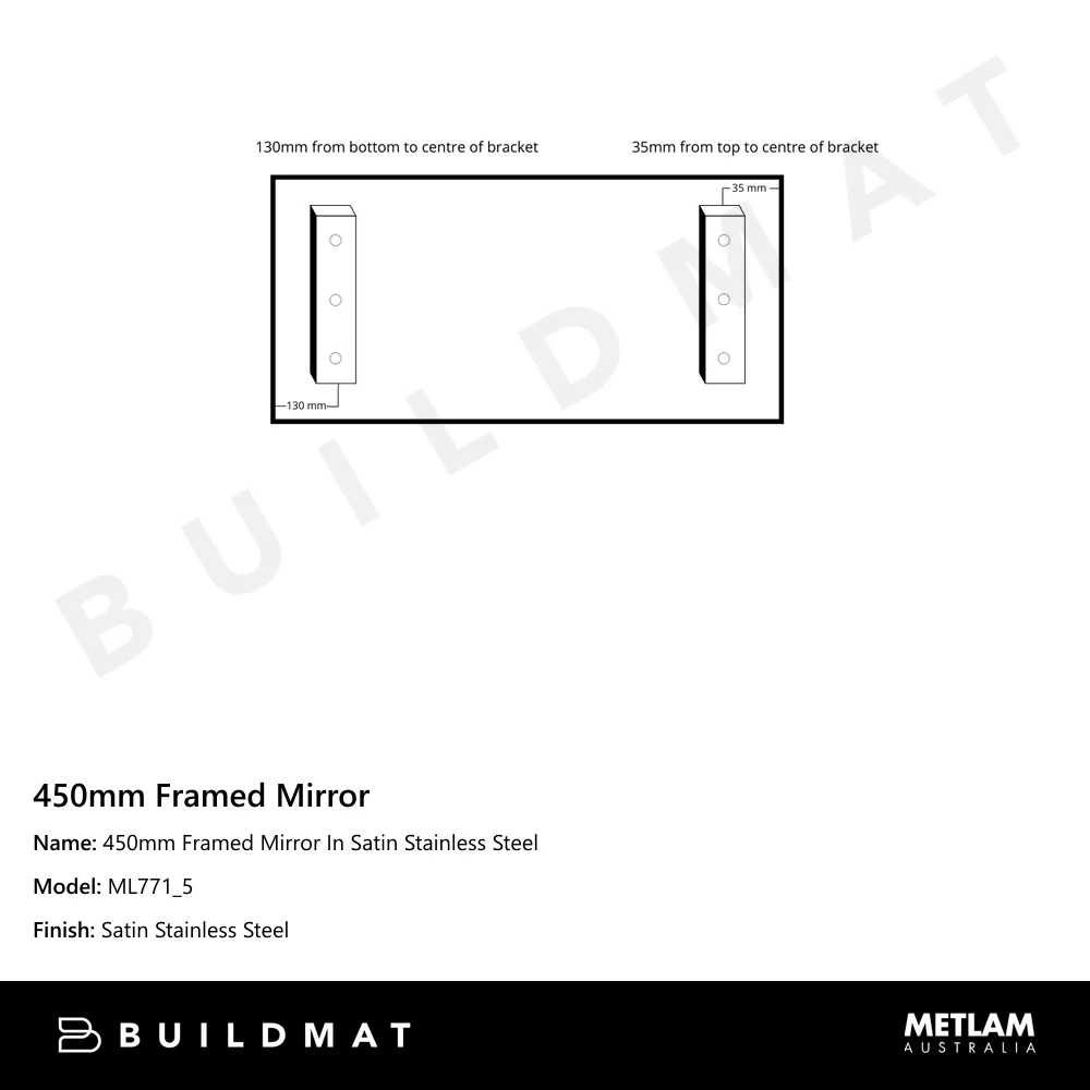 Metlam 450mm Framed Mirror In Satin Stainless Steel - Image 4