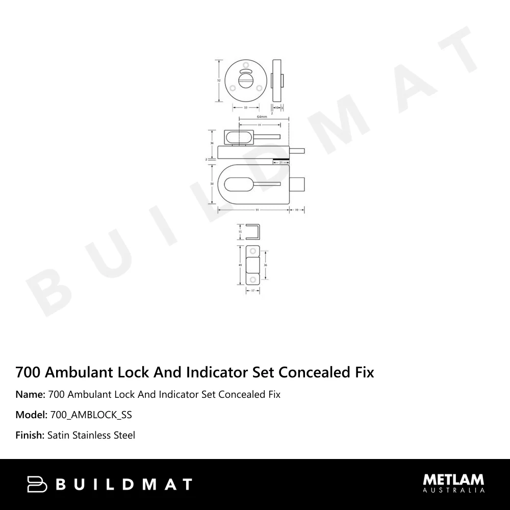 Metlam 700 Ambulant Lock And Indicator Set Concealed Fix - Image 4