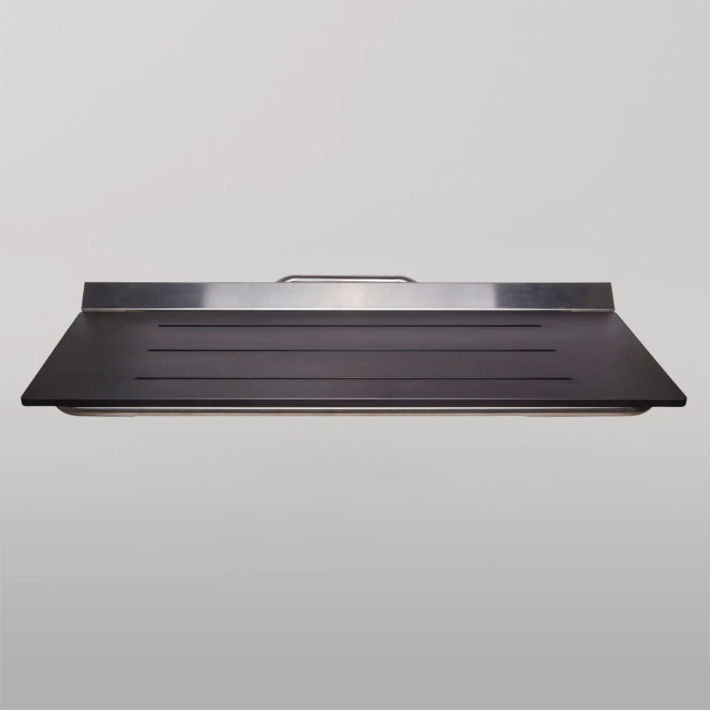 Metlam Accessible Folding Shower Seat With 3 Bevelled Slots Compact Laminate In Designer Black - Image 2