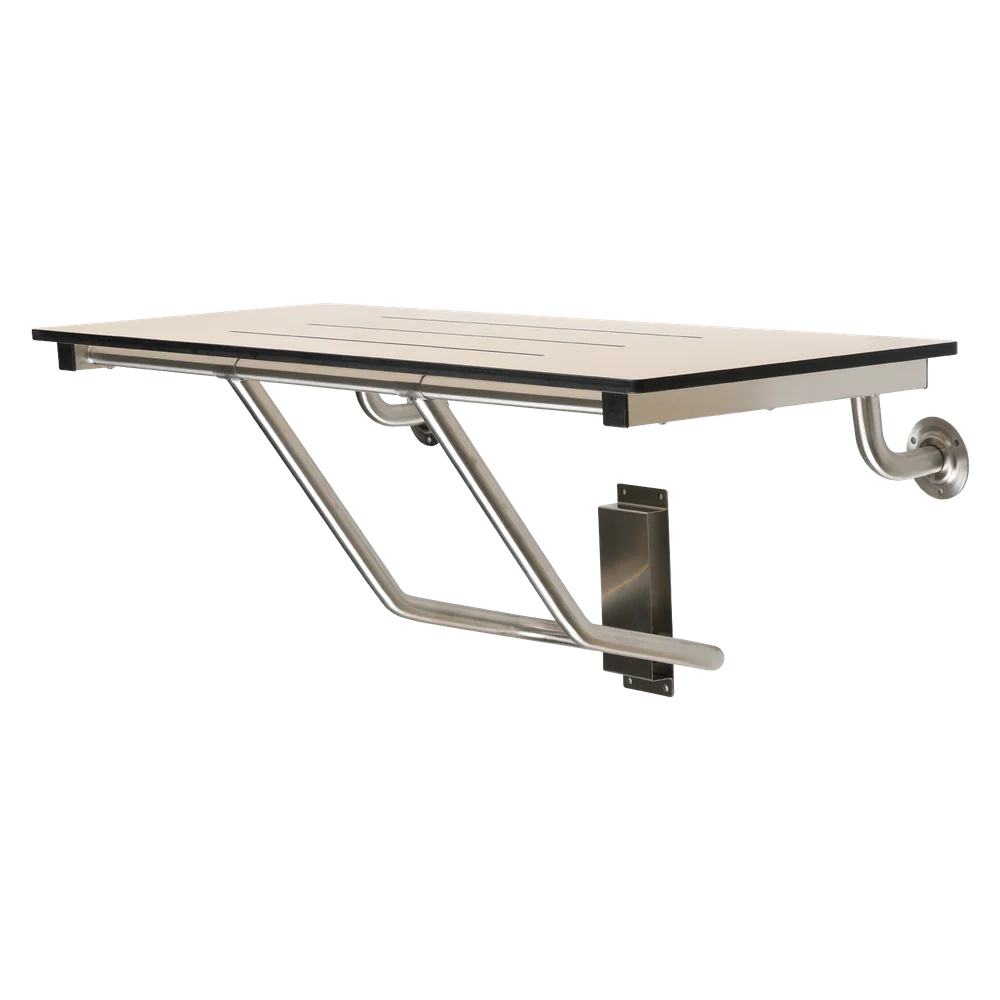 Metlam Accessible Folding Shower Seat With 3 Bevelled Slots In Phenolic
