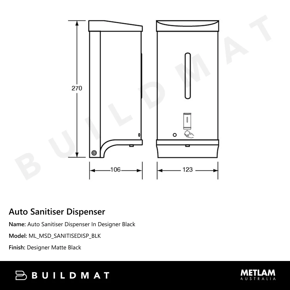 Metlam Auto Sanitiser Dispenser In Designer Black - Image 4
