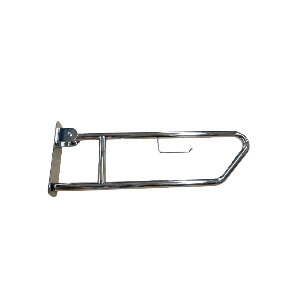 Metlam Click-Lock Pull Down Grab Rail With Toilet Roll Holder In Polished Stainless Steel - Image 3