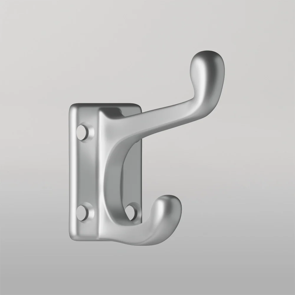 Metlam Double Coat Hook In Satin Chrome Plate - Image 2