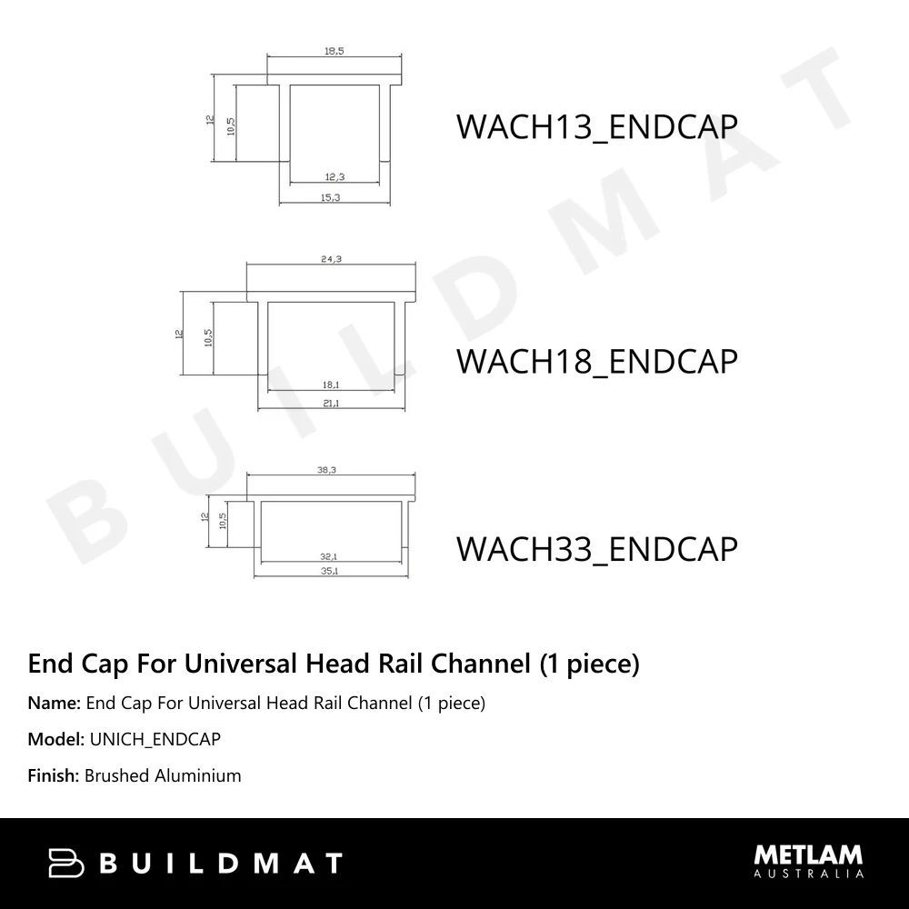 Metlam End Cap For Universal Head Rail Channel (1 piece) - Image 4