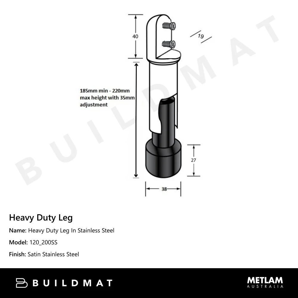 Metlam Heavy Duty Leg In Stainless Steel - Image 4