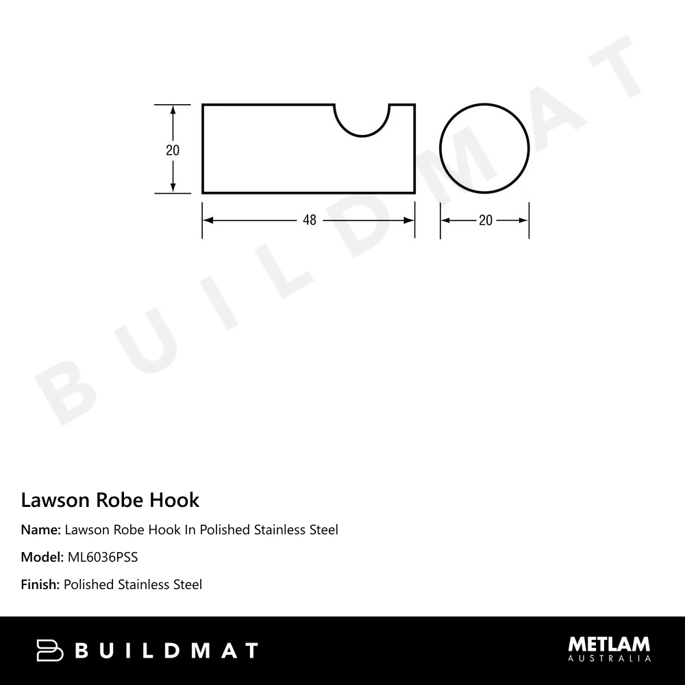 Metlam Lawson Robe Hook In Polished Stainless Steel - Image 4