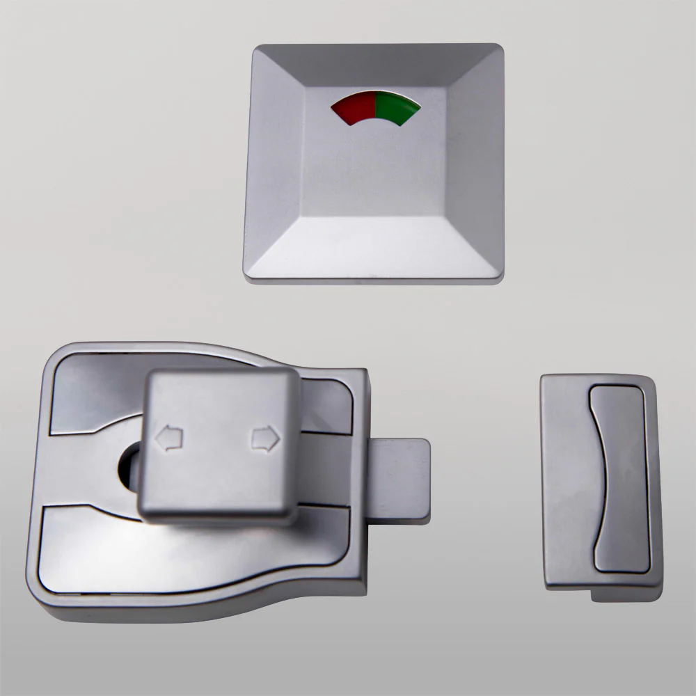 Metlam Moda Lock And Indicator Set In Satin Chrome Plate - Image 2
