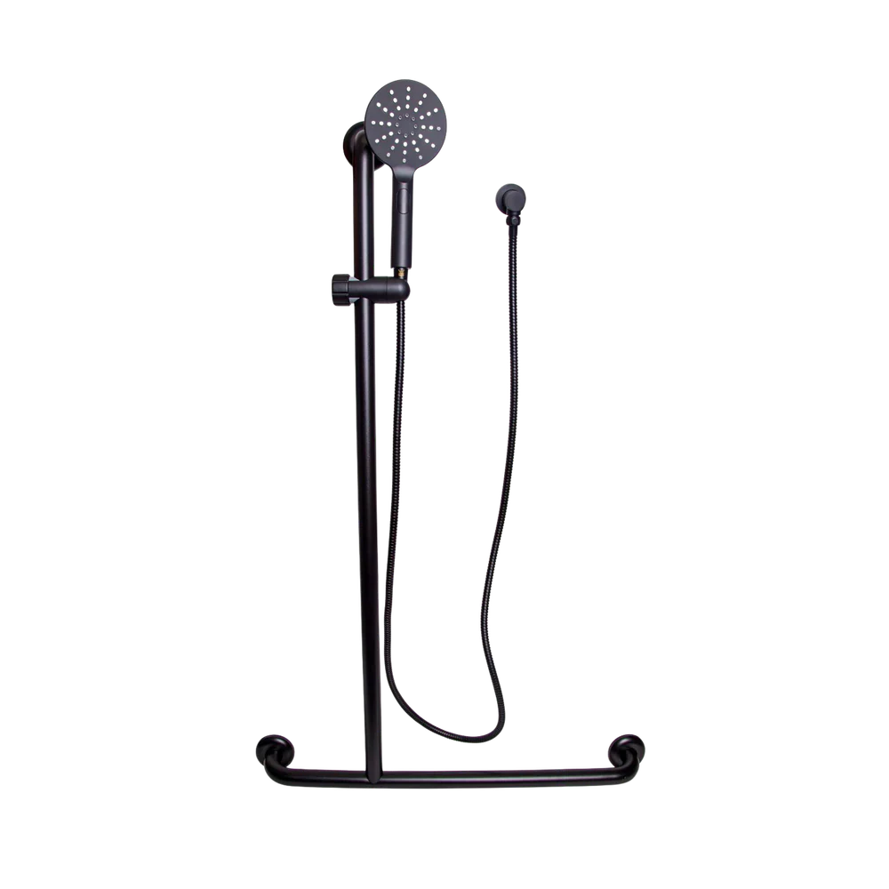 Metlam Offset Flush Left Hand Mount Shower Grab Rail Kit In Designer Black