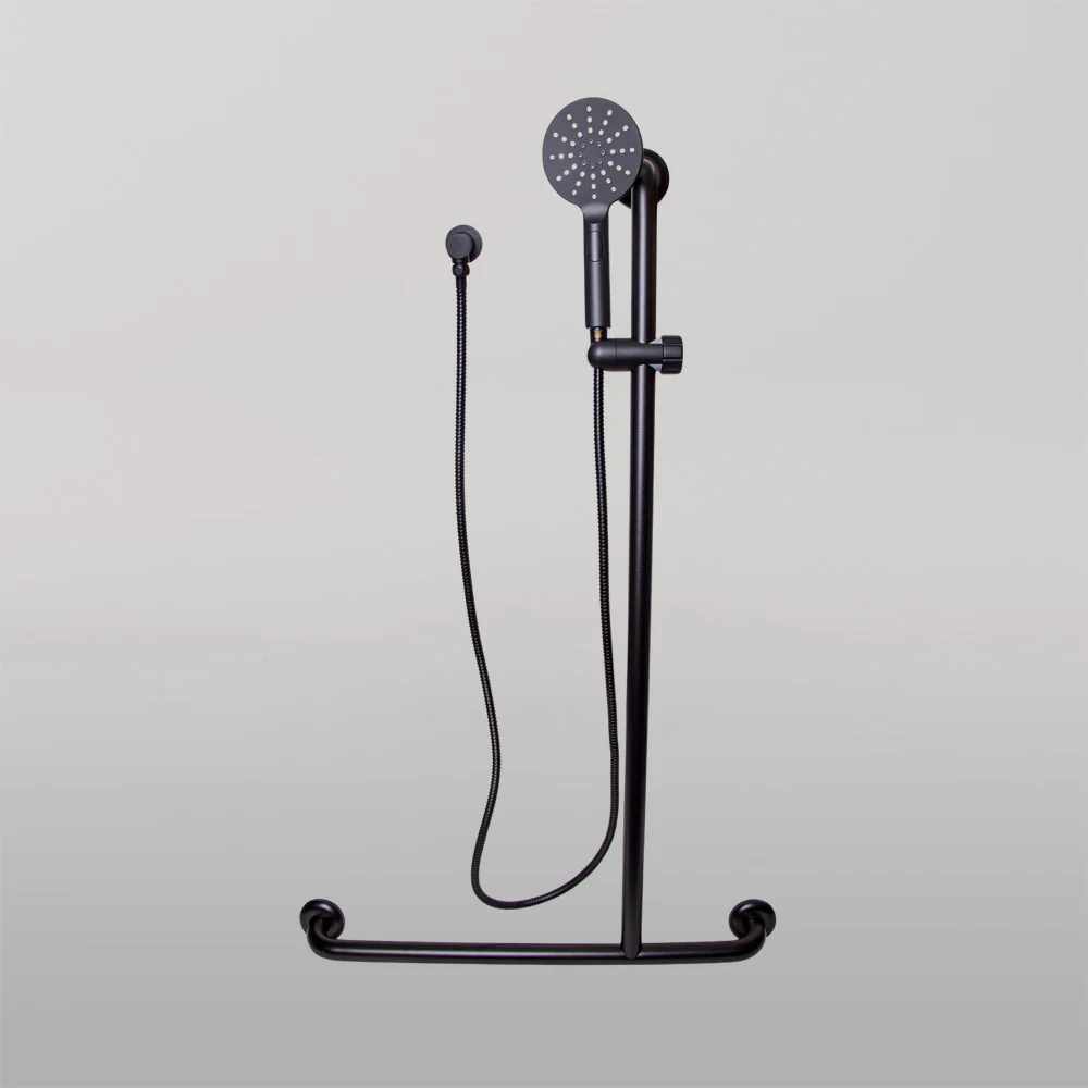 Metlam Offset Flush Right Hand Mount Shower Grab Rail Kit In Designer Black - Image 2