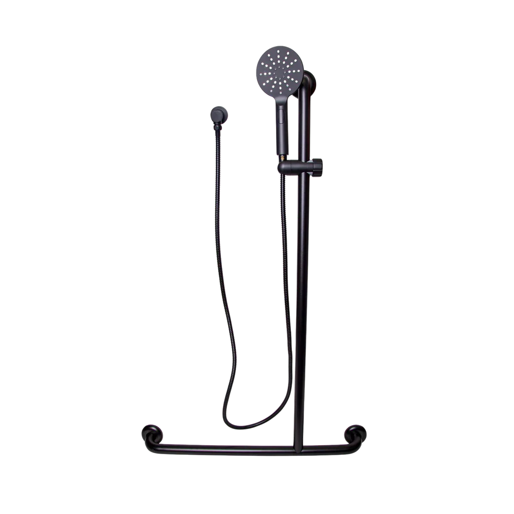 Metlam Offset Flush Right Hand Mount Shower Grab Rail Kit In Designer Black - Image 3
