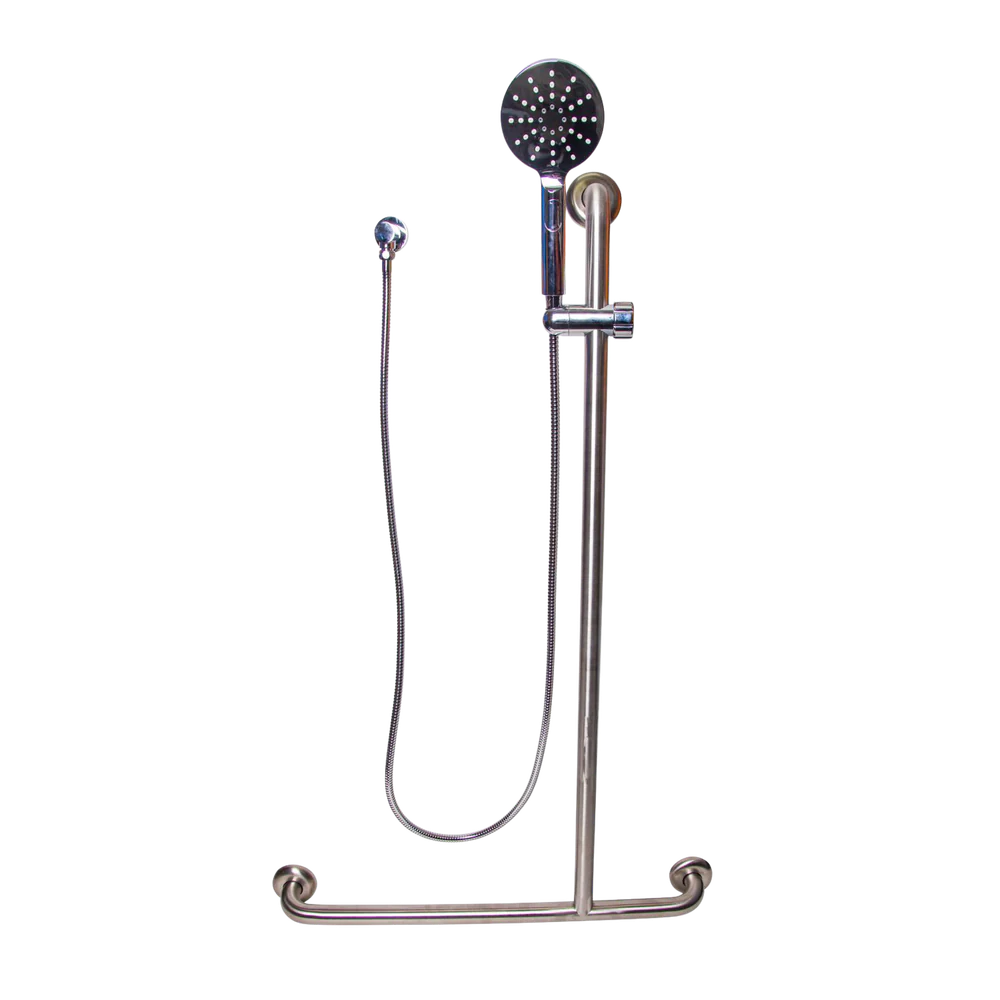 Metlam Offset Flush Right Hand Mount Shower Grab Rail Kit In Satin Stainless Steel - Image 3