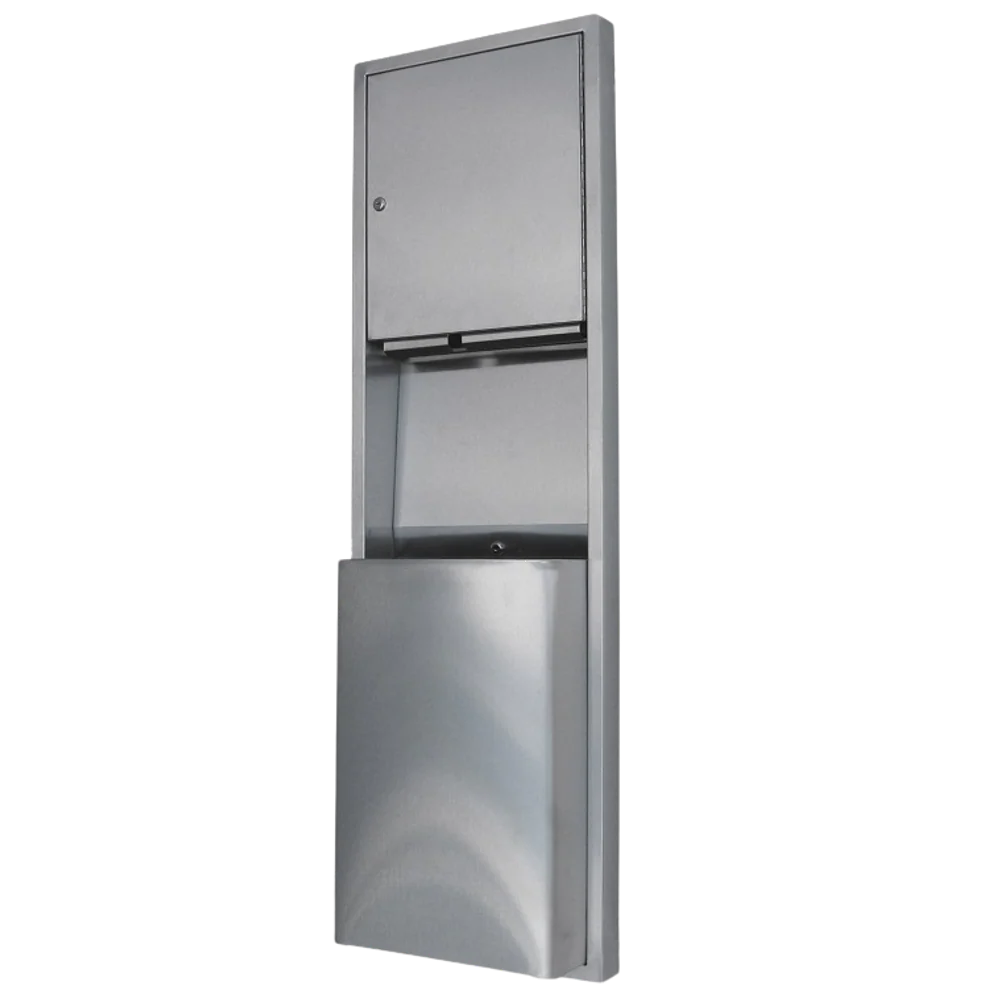 Metlam Paper Towel Dispenser And Waste Receptacle 49L Surface Mounted In Satin Stainless Steel - Image 3