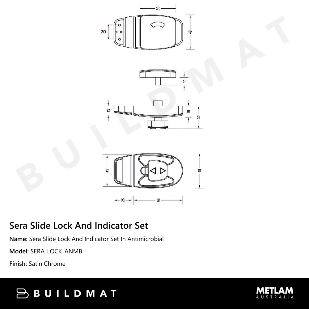 Metlam Sera Slide Lock And Indicator Set In Antimicrobial - Image 4