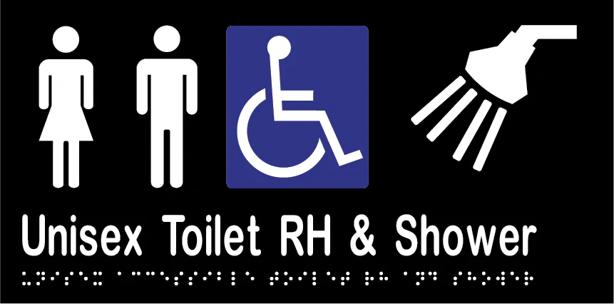 Metlam Unisex Accessible Toilet Right Hand And Shower Braille In Designer Black