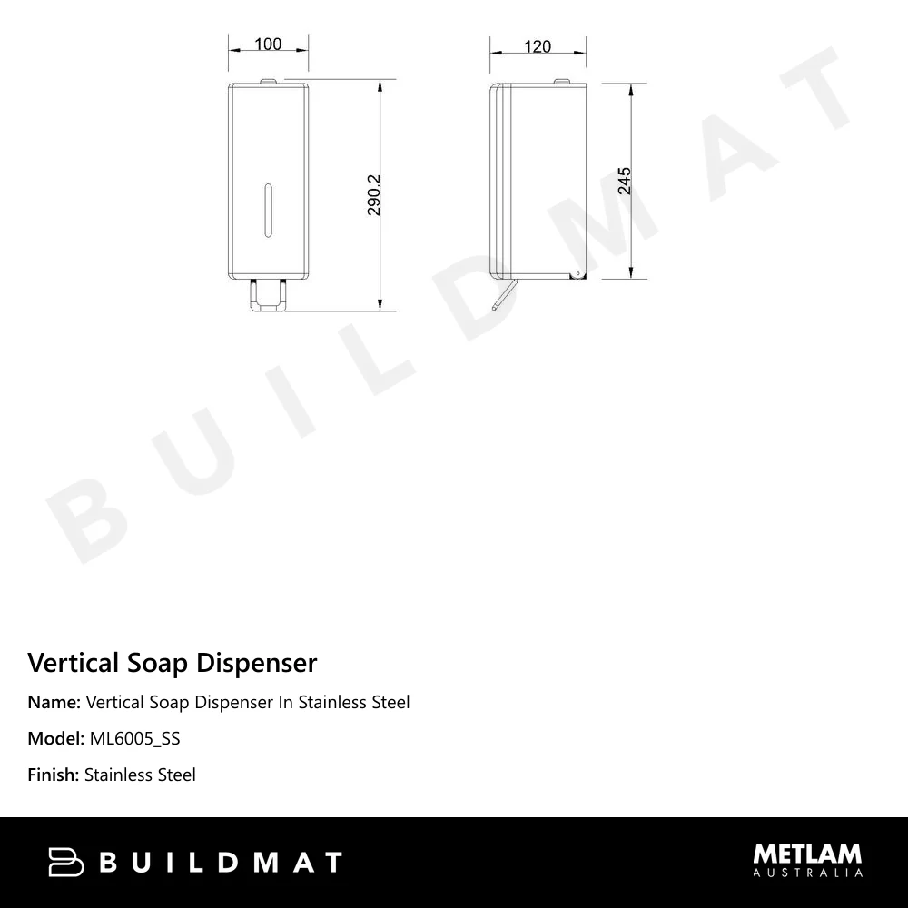 Metlam Vertical Soap Dispenser In Stainless Steel - Image 4