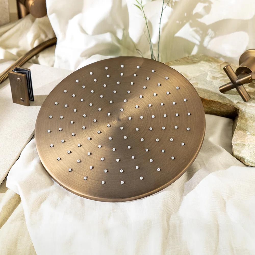 Alma Mira 250mm Brushed Vintage Antique Brass Shower Head - Image 2