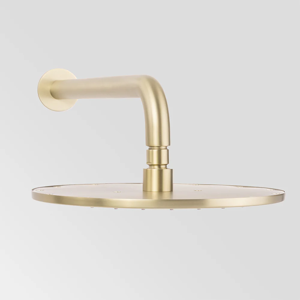 Alma Mira Brushed Brass Gold Curved Shower Arm - Image 2